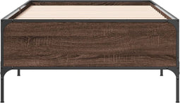 vidaXL - Bedframe - bewerkt - hout - en - metaal - bruin - eikenkleurig - 90x200 - cm