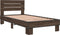 vidaXL - Bedframe - bewerkt - hout - en - metaal - bruin - eikenkleurig - 75x190 - cm