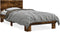 vidaXL - Bedframe - bewerkt - hout - en - metaal - gerookt - eikenkleurig - 90x200 - cm