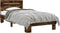 vidaXL - Bedframe - bewerkt - hout - en - metaal - gerookt - eikenkleurig - 90x200 - cm