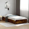 vidaXL - Bedframe - bewerkt - hout - en - metaal - gerookt - eikenkleurig - 90x190 - cm