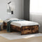 vidaXL - Bedframe - bewerkt - hout - en - metaal - gerookt - eikenkleurig - 90x190 - cm