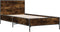 vidaXL - Bedframe - bewerkt - hout - en - metaal - gerookt - eikenkleurig - 90x200 - cm