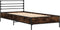 vidaXL - Bedframe - bewerkt - hout - en - metaal - gerookt - eikenkleurig - 100x200 - cm