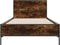 vidaXL - Bedframe - bewerkt - hout - en - metaal - gerookt - eikenkleurig - 75x190 - cm