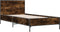 vidaXL - Bedframe - bewerkt - hout - en - metaal - gerookt - eikenkleurig - 100x200 - cm