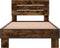 vidaXL - Bedframe - bewerkt - hout - en - metaal - gerookt - eikenkleurig - 75x190 - cm