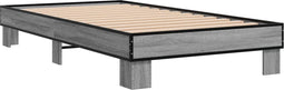 vidaXL - Bedframe - bewerkt - hout - en - metaal - grijs - sonoma - eiken - 100x200 - cm