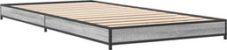 vidaXL - Bedframe - bewerkt - hout - en - metaal - grijs - sonoma - eiken - 90x190 - cm