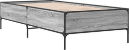 vidaXL - Bedframe - bewerkt - hout - en - metaal - grijs - sonoma - eiken - 100x200 - cm
