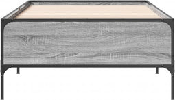 vidaXL - Bedframe - bewerkt - hout - en - metaal - grijs - sonoma - eiken - 90x190 - cm