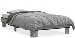 vidaXL - Bedframe - bewerkt - hout - en - metaal - grijs - sonoma - eiken - 90x190 - cm