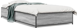 vidaXL - Bedframe - bewerkt - hout - en - metaal - grijs - sonoma - eiken - 75x190 - cm