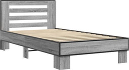vidaXL - Bedframe - bewerkt - hout - en - metaal - grijs - sonoma - eiken - 90x190 - cm