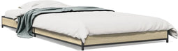 vidaXL - Bedframe - bewerkt - hout - en - metaal - sonoma - eikenkleurig - 90x200 - cm