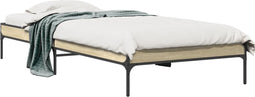 vidaXL - Bedframe - bewerkt - hout - en - metaal - sonoma - eikenkleurig - 75x190 - cm
