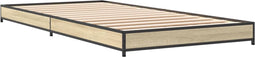 vidaXL - Bedframe - bewerkt - hout - en - metaal - sonoma - eikenkleurig - 90x190 - cm