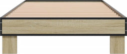 vidaXL - Bedframe - bewerkt - hout - en - metaal - sonoma - eikenkleurig - 100x200 - cm