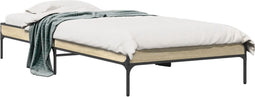 vidaXL - Bedframe - bewerkt - hout - en - metaal - sonoma - eikenkleurig - 90x200 - cm