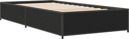 vidaXL - Bedframe - bewerkt - hout - en - metaal - zwart - 100x200 - cm