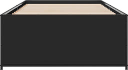 vidaXL - Bedframe - bewerkt - hout - en - metaal - zwart - 100x200 - cm