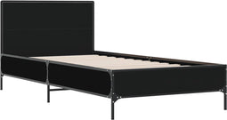 vidaXL - Bedframe - bewerkt - hout - en - metaal - zwart - 100x200 - cm