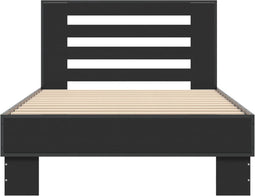 vidaXL - Bedframe - bewerkt - hout - en - metaal - zwart - 75x190 - cm