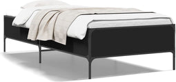 vidaXL - Bedframe - bewerkt - hout - en - metaal - zwart - 75x190 - cm
