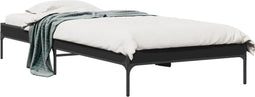 vidaXL - Bedframe - bewerkt - hout - en - metaal - zwart - 75x190 - cm