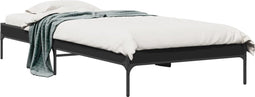 vidaXL - Bedframe - bewerkt - hout - en - metaal - zwart - 90x190 - cm
