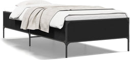 vidaXL - Bedframe - bewerkt - hout - en - metaal - zwart - 90x190 - cm