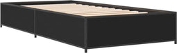 vidaXL - Bedframe - bewerkt - hout - en - metaal - zwart - 90x190 - cm