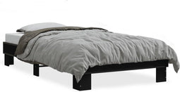 vidaXL - Bedframe - bewerkt - hout - en - metaal - zwart - 90x190 - cm