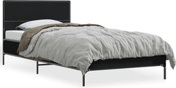 vidaXL - Bedframe - bewerkt - hout - en - metaal - zwart - 90x190 - cm