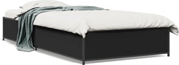 vidaXL - Bedframe - bewerkt - hout - en - metaal - zwart - 90x200 - cm