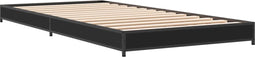 vidaXL - Bedframe - bewerkt - hout - en - metaal - zwart - 90x200 - cm