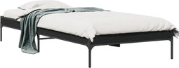 vidaXL - Bedframe - bewerkt - hout - en - metaal - zwart - 90x200 - cm