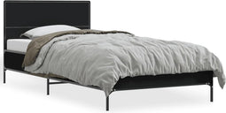 vidaXL - Bedframe - bewerkt - hout - en - metaal - zwart - 90x200 - cm