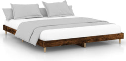 vidaXL - Bedframe - bewerkt - hout - gerookt - eikenkleurig - 160x200 - cm