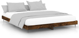 vidaXL - Bedframe - bewerkt - hout - gerookt - eikenkleurig - 200x200 - cm