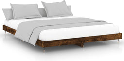 vidaXL - Bedframe - bewerkt - hout - gerookt - eikenkleurig - 200x200 - cm