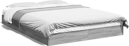 vidaXL - Bedframe - bewerkt - hout - grijs - sonoma - eikenkleurig - 135x190 - cm