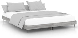 vidaXL - Bedframe - bewerkt - hout - grijs - sonoma - eikenkleurig - 200x200 - cm