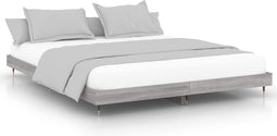vidaXL - Bedframe - bewerkt - hout - grijs - sonoma - eikenkleurig - 200x200 - cm