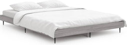 vidaXL - Bedframe - bewerkt - hout - grijs - sonoma - eikenkleurig - 135x190 - cm