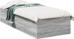 vidaXL - Bedframe - bewerkt - hout - grijs - sonoma - eikenkleurig - 75x190 - cm