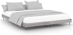 vidaXL - Bedframe - bewerkt - hout - grijs - sonoma - eikenkleurig - 180x200 - cm