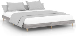 vidaXL - Bedframe - bewerkt - hout - grijs - sonoma - eikenkleurig - 200x200 - cm