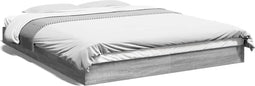 vidaXL - Bedframe - bewerkt - hout - grijs - sonoma - eikenkleurig - 150x200 - cm