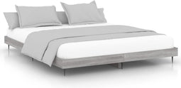 vidaXL - Bedframe - bewerkt - hout - grijs - sonoma - eikenkleurig - 140x200 - cm
